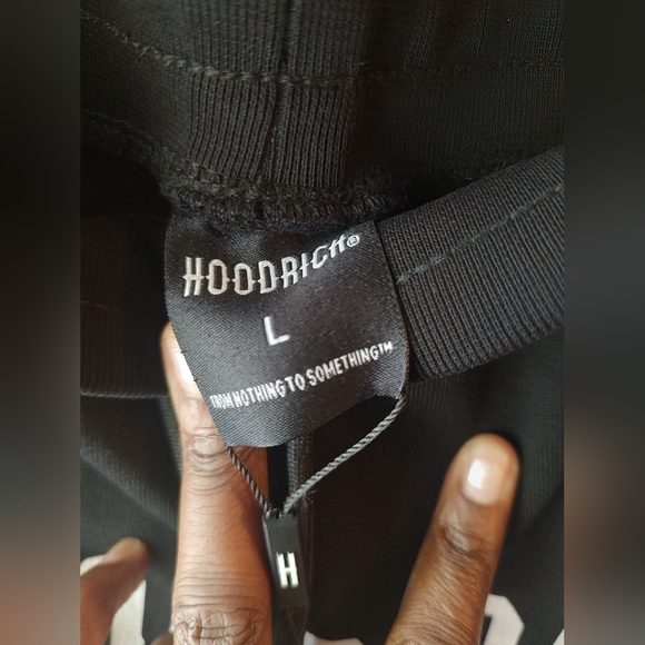 HOODRICH UK Letterman Patch Logo Jogger Sweatpants Black Stash Pocket Sz Large - Picture 5 of 7